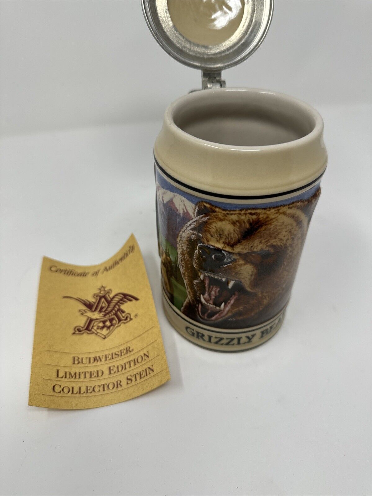 Budweiser Endangered Species Grizzly Bear Lidded Beer Stein 1992