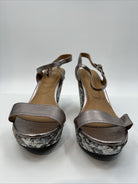 J. Renee Women's Taupe Metallic Sharbel Platform Wedge Sandal, Size 10 W