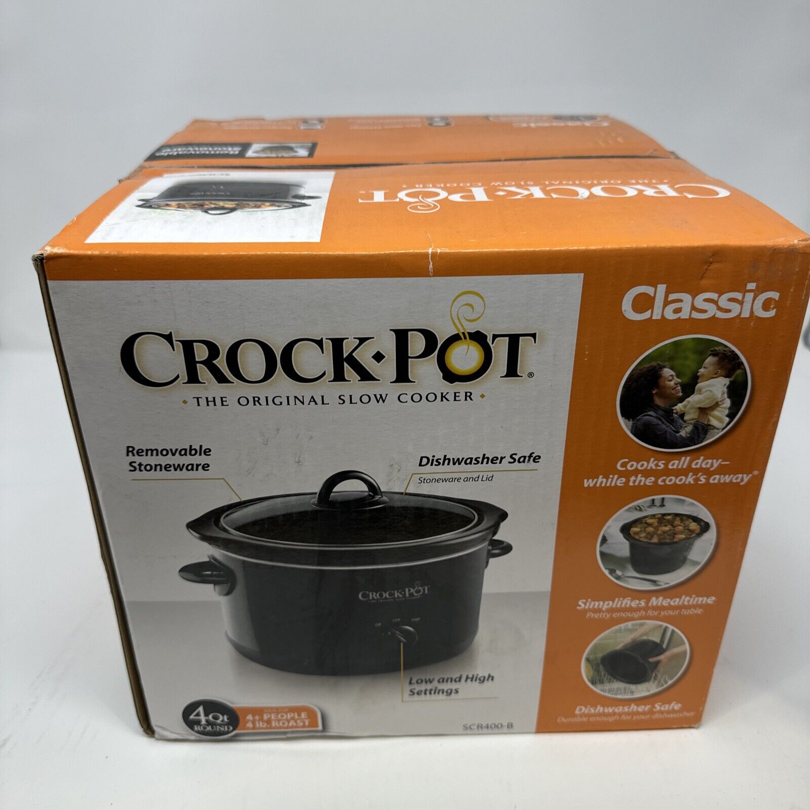 Crock Pot Classic The Original Slow Cooker 4 Quarts Round Black SCR400-B New