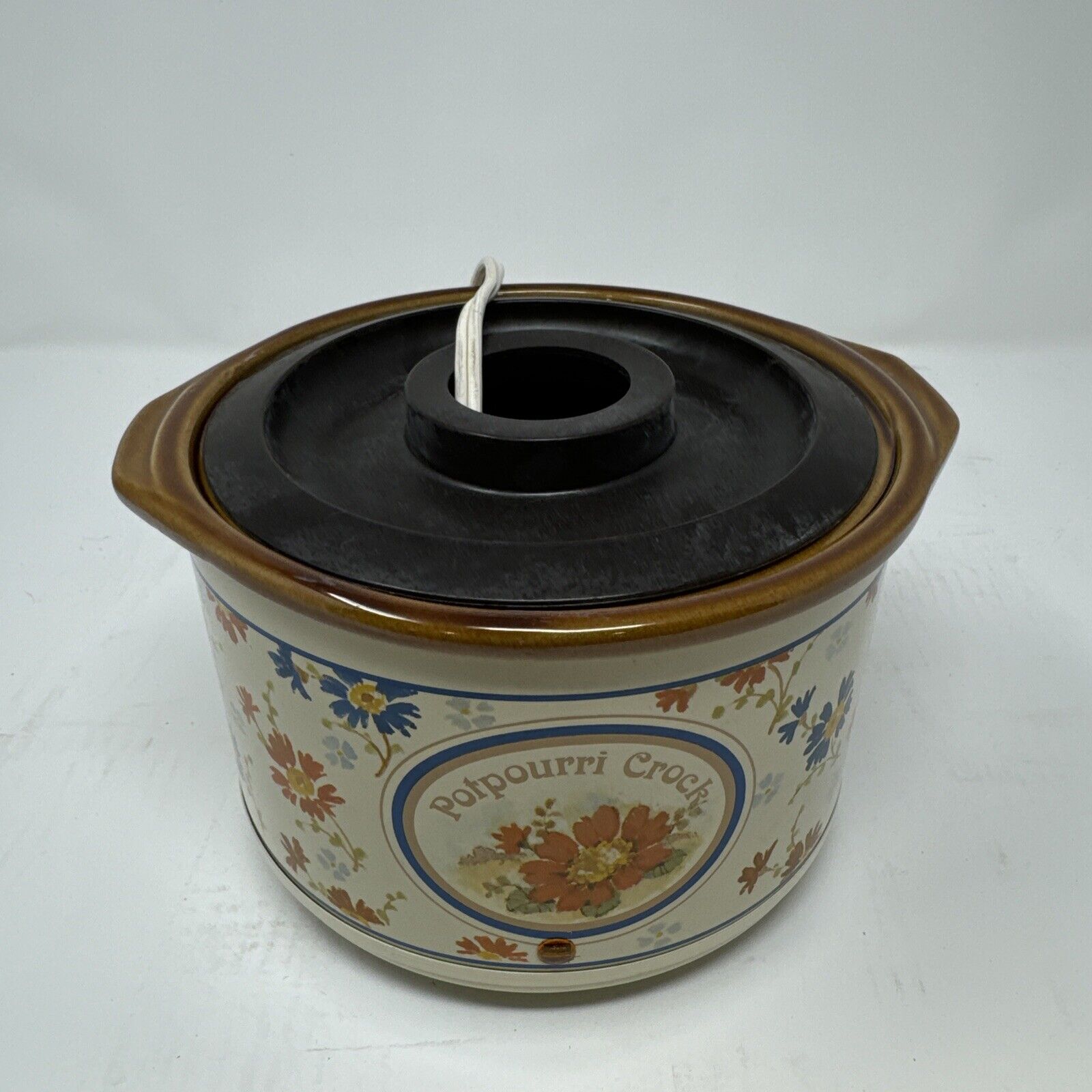 Vintage Rival Potpourri Crock Pot Model 3207 Floral Design Scent Warmer