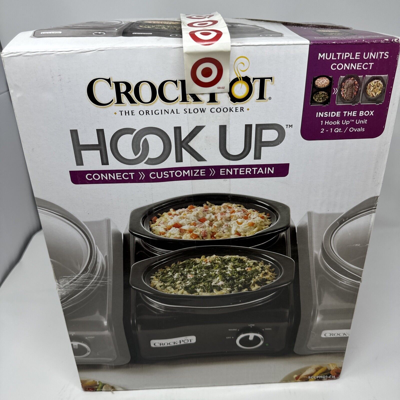 Crock-Pot Hook Up Double 2 1-qt Connectable Oval Units SCCPMD1-CH - NEW SEALED