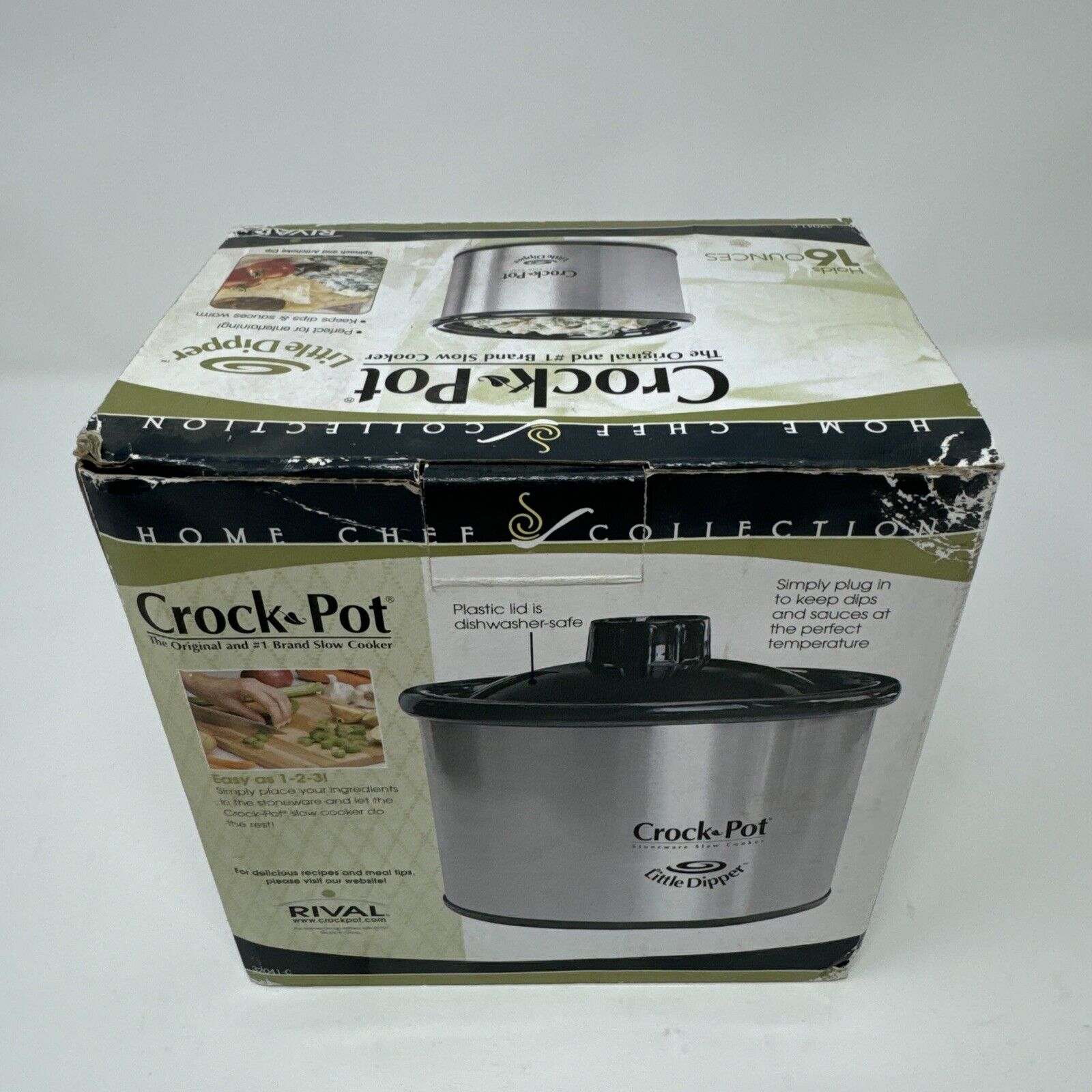 Rival Crock Pot Little Dipper 16oz 32041C Mini Slow Cooker Stainless Steel w/Lid