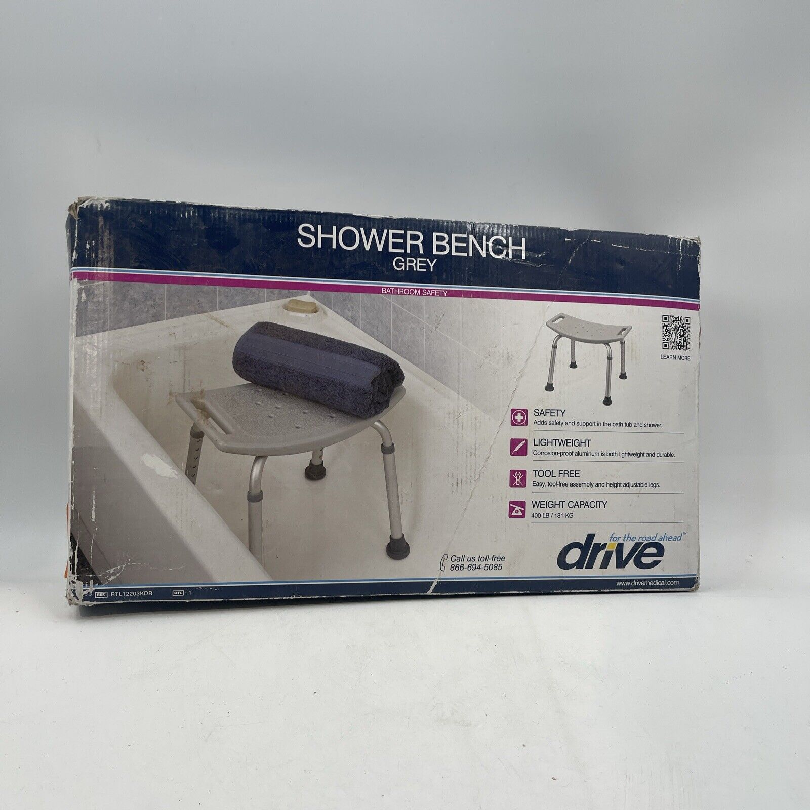 RTL12203KDR Drive Medical Bathroom Safety Shower Tub Bench Chair Gray