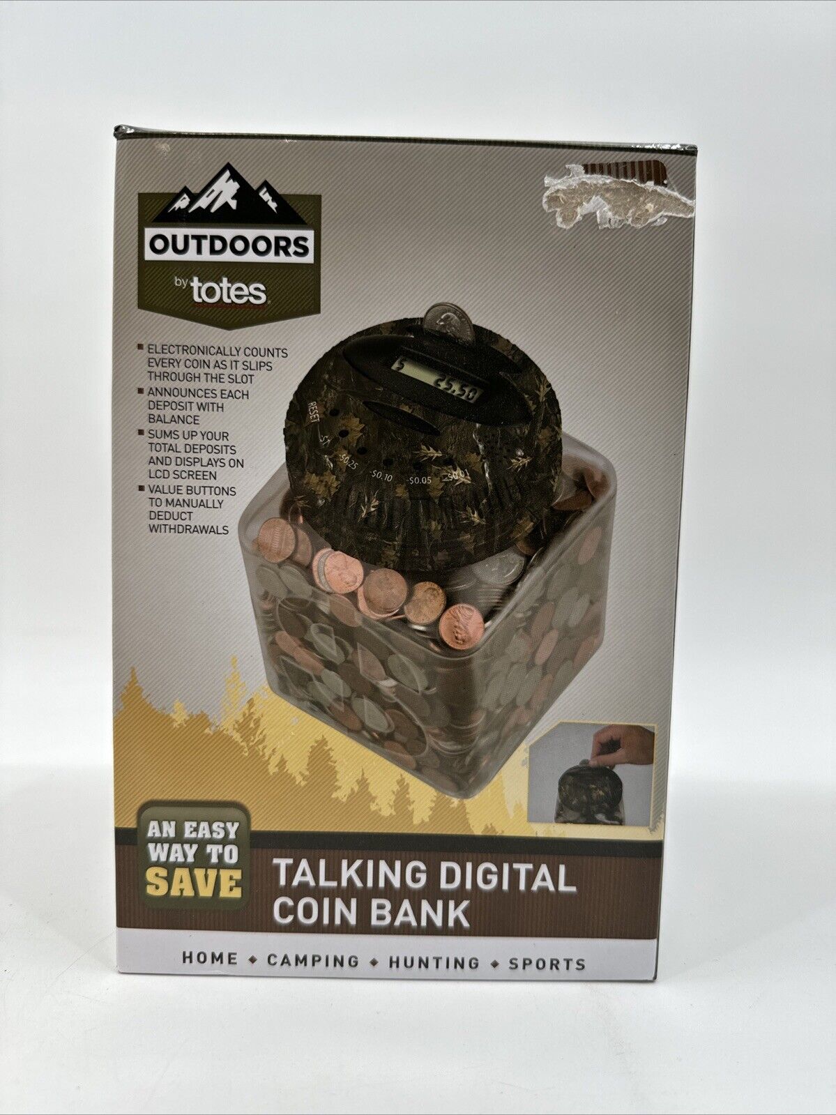 Totes - CAMO DIGITAL COIN BANK w/Sound! Adds & Deducts! - NIB