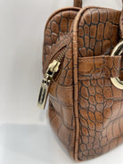 Antonio Melani Satchel Brown Leather Croc Print Handbag