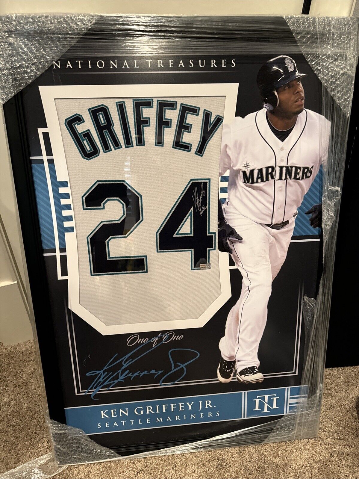 Ken Griffey Jr. Signed Seattle Mariners Jersey Inscribed HOF 16 Framed TRISTAR