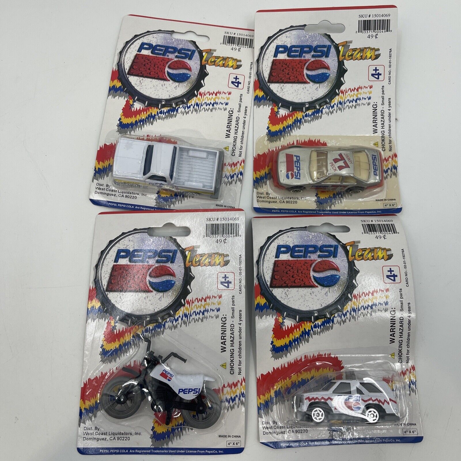 Lot of 4 Pepsi Team Motor Die Cast Special Edition Metal Collectible Wheels NIP