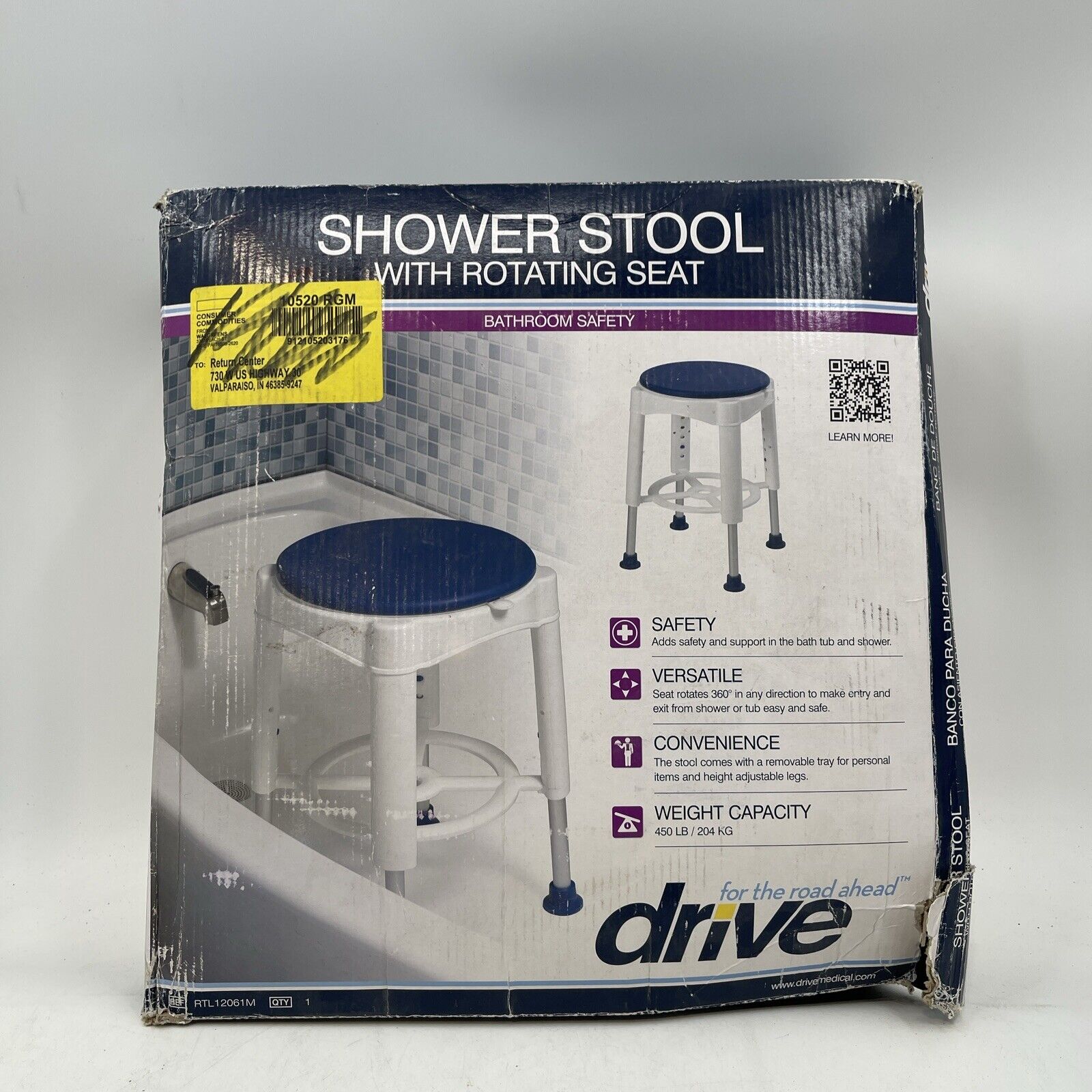 Drive Shower Swivel Stool Rotates 360 Degrees OPEN BOX RTL12061M