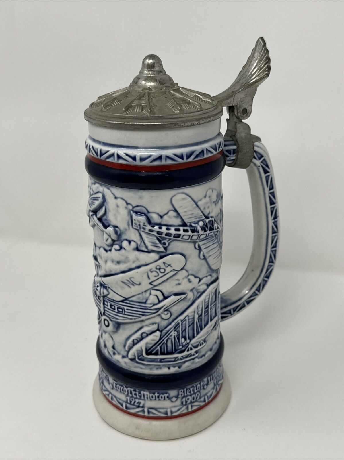 1981 Classic Airplanes Avon Beer Stein With Lid Ceramarte Brazil Aviation 1981