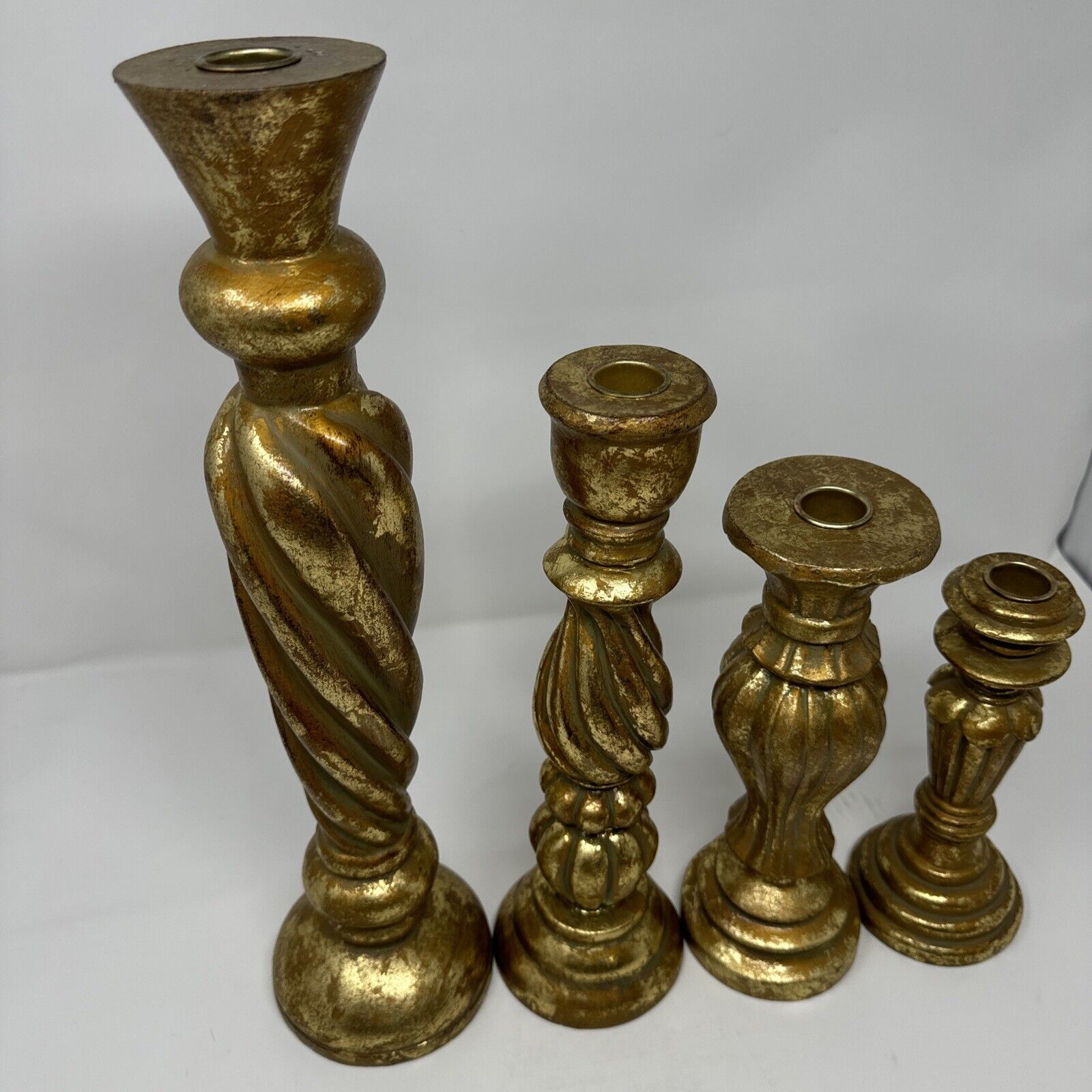 4 Vintage Cross Candle Holder Size Gold Resin Design Beautiful