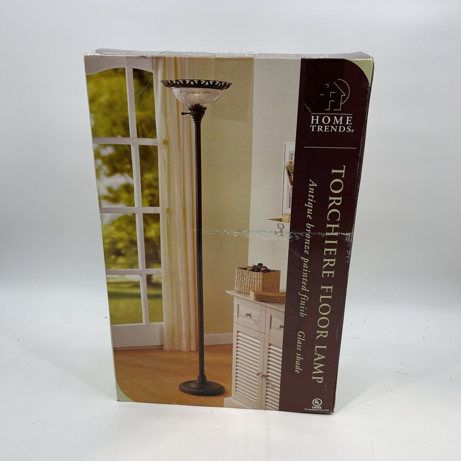 Home Trends Torchiere Floor Lamp Glass Shade NEW