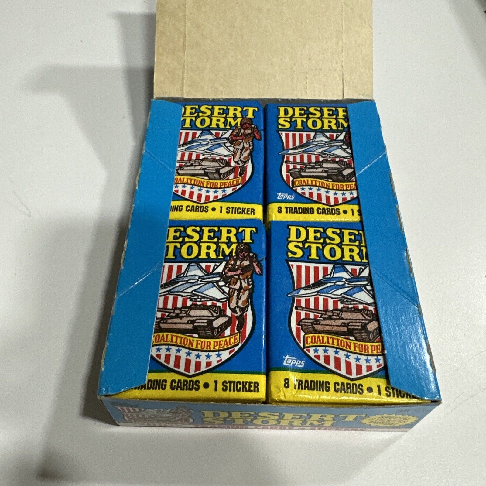 BOX OF 1991 TOPPS DESERT STORM - 36 SEALED WAX PACKS - TRADING CARDS & STICKERS