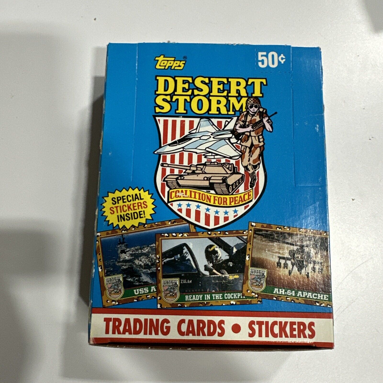 BOX OF 1991 TOPPS DESERT STORM - 36 SEALED WAX PACKS - TRADING CARDS & STICKERS