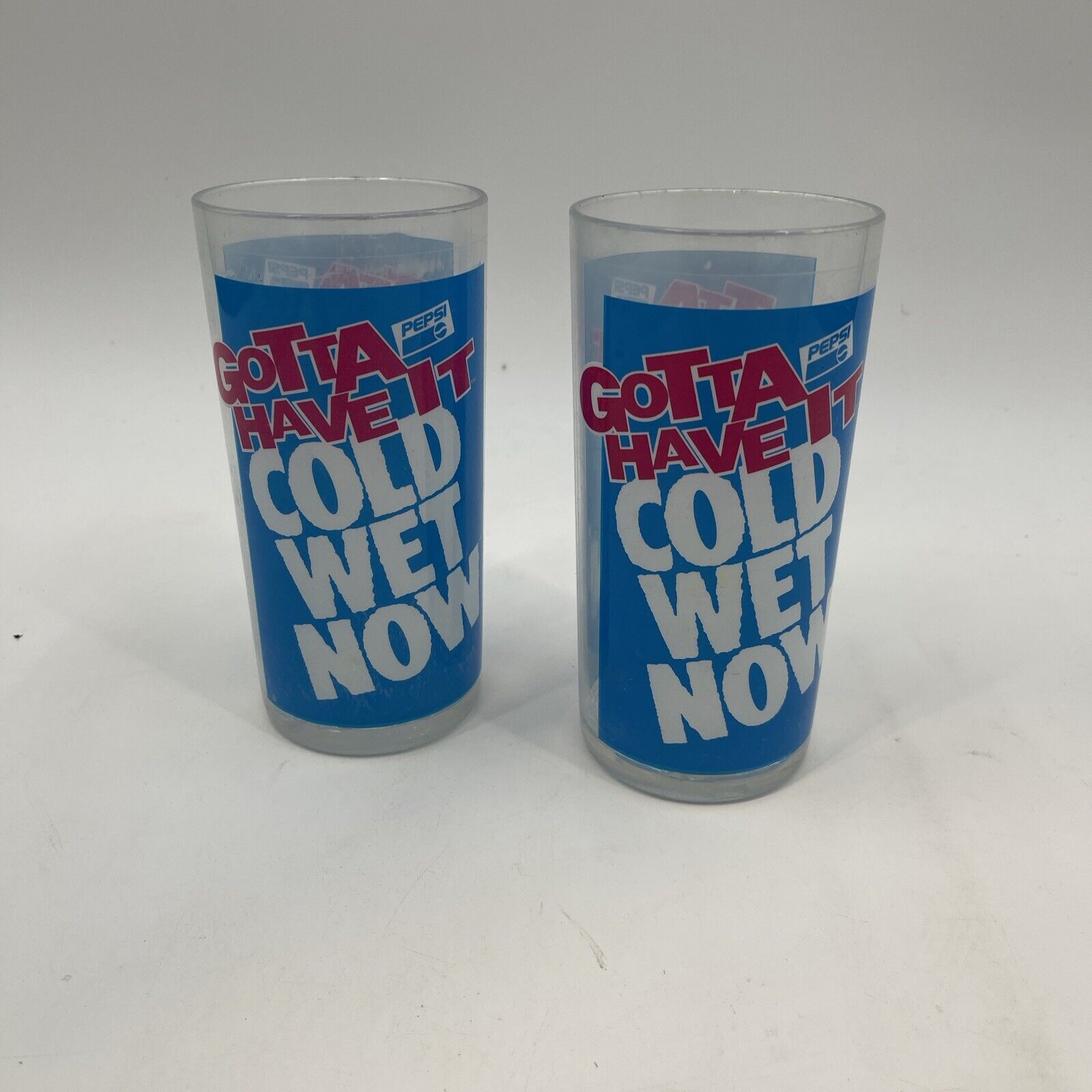 Lot of 2 Vintage Pepsi Plastic Glass Cup Gotta Have It Cold Wet Now by Grainware