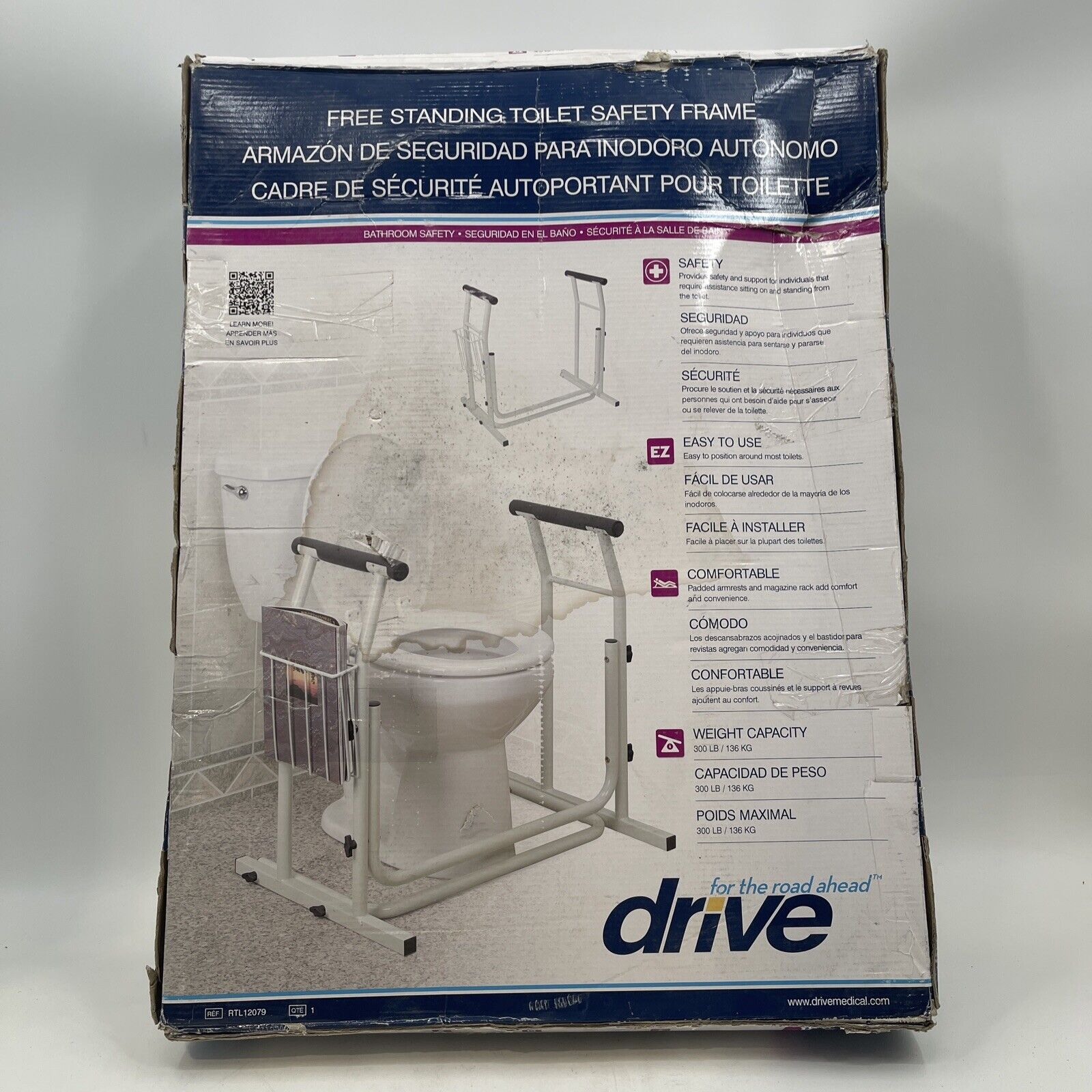 Drive Medical Stand Alone Toilet Safety Rail RTL12079