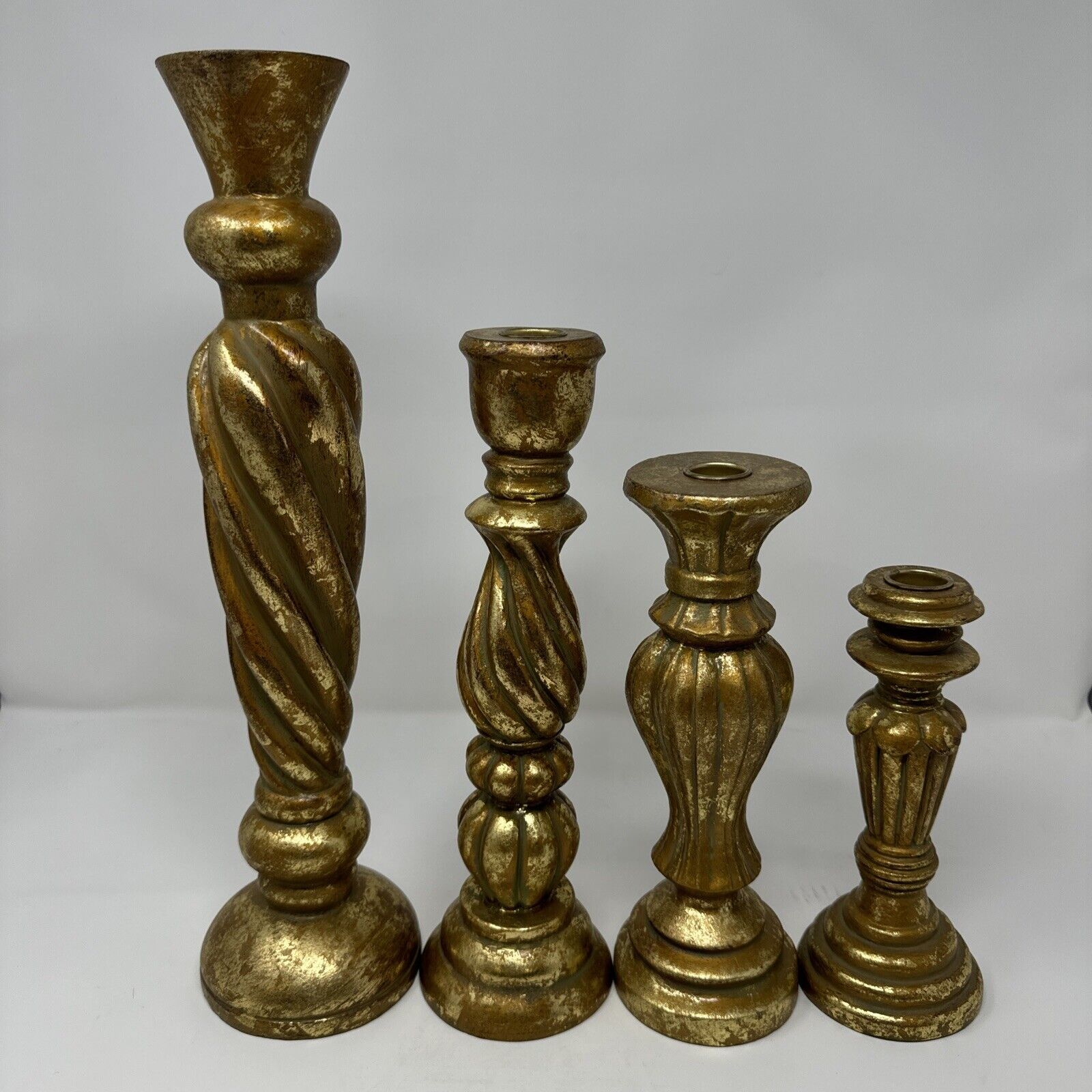 4 Vintage Cross Candle Holder Size Gold Resin Design Beautiful