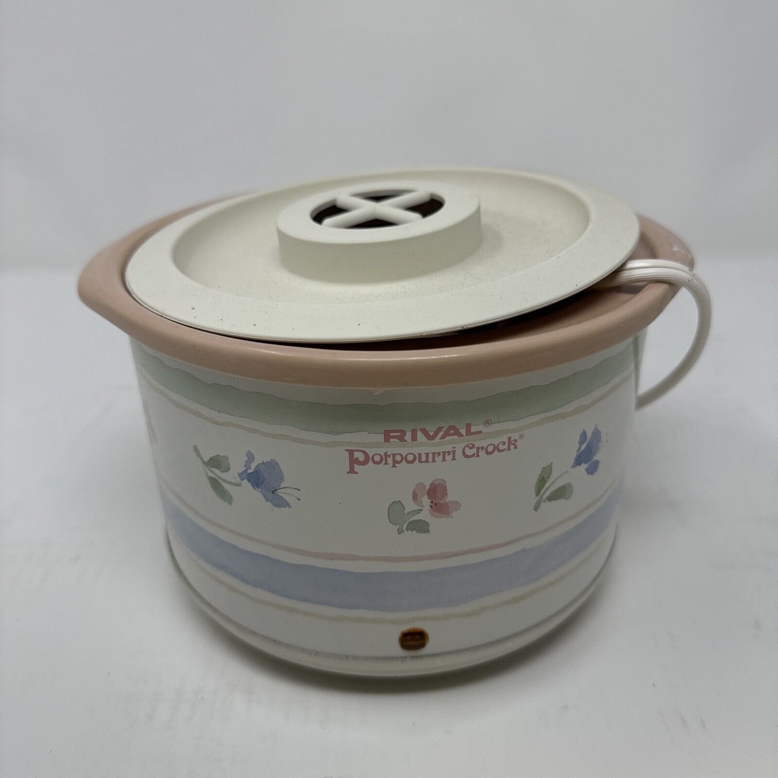 Vintage Rival Potpourri Crock Pot Model 3207 Floral Design Scent Warme