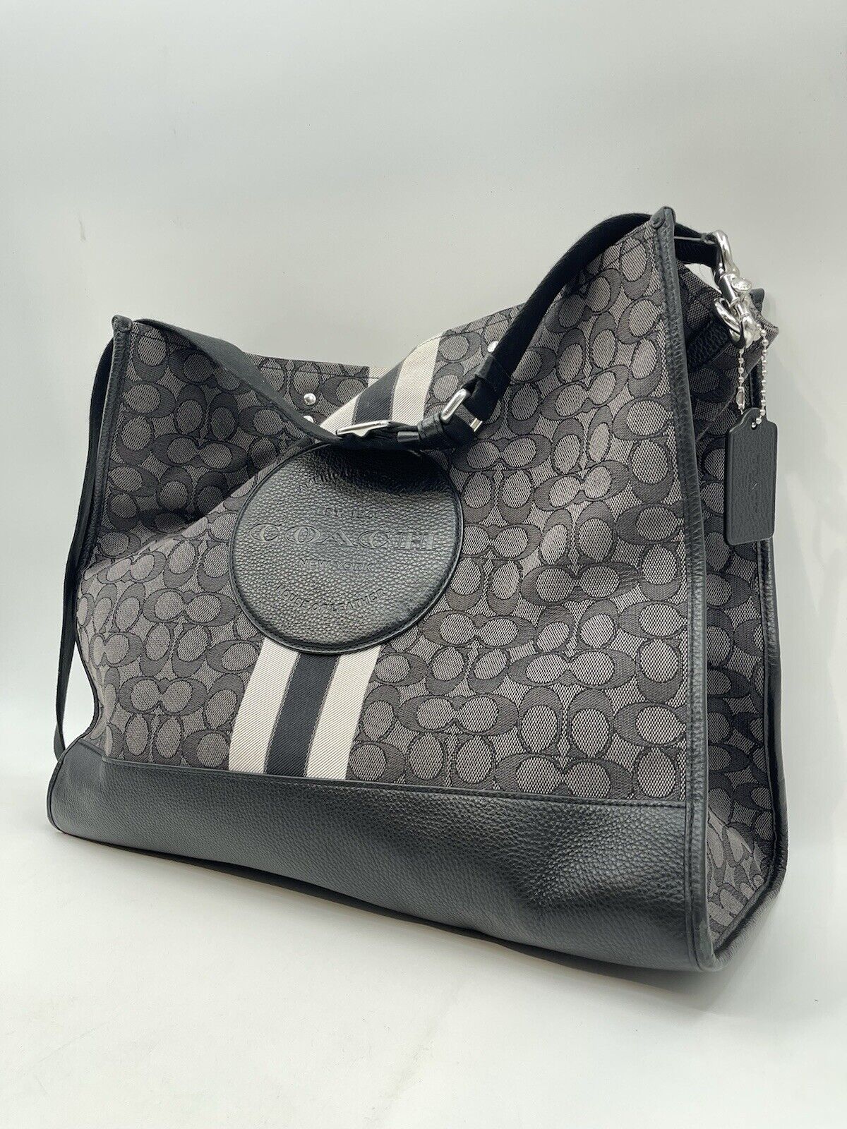 COACH SIGNATURE BLACK SMOKE JACQUARD DEMPSEY TOTE BAG NoH2266-C8418