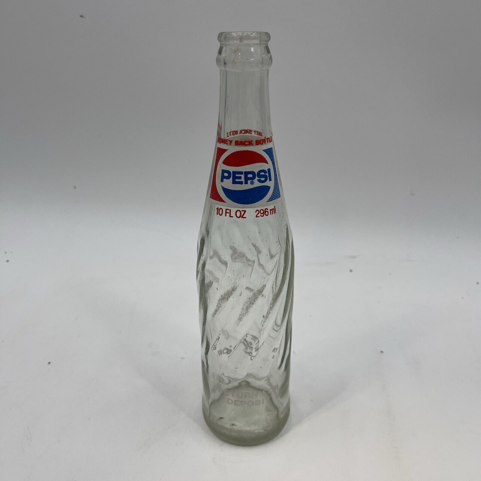 Vintage 1960s-70s Retro Pepsi Cola Glass Bottle 10 Oz Twisted Ribbed