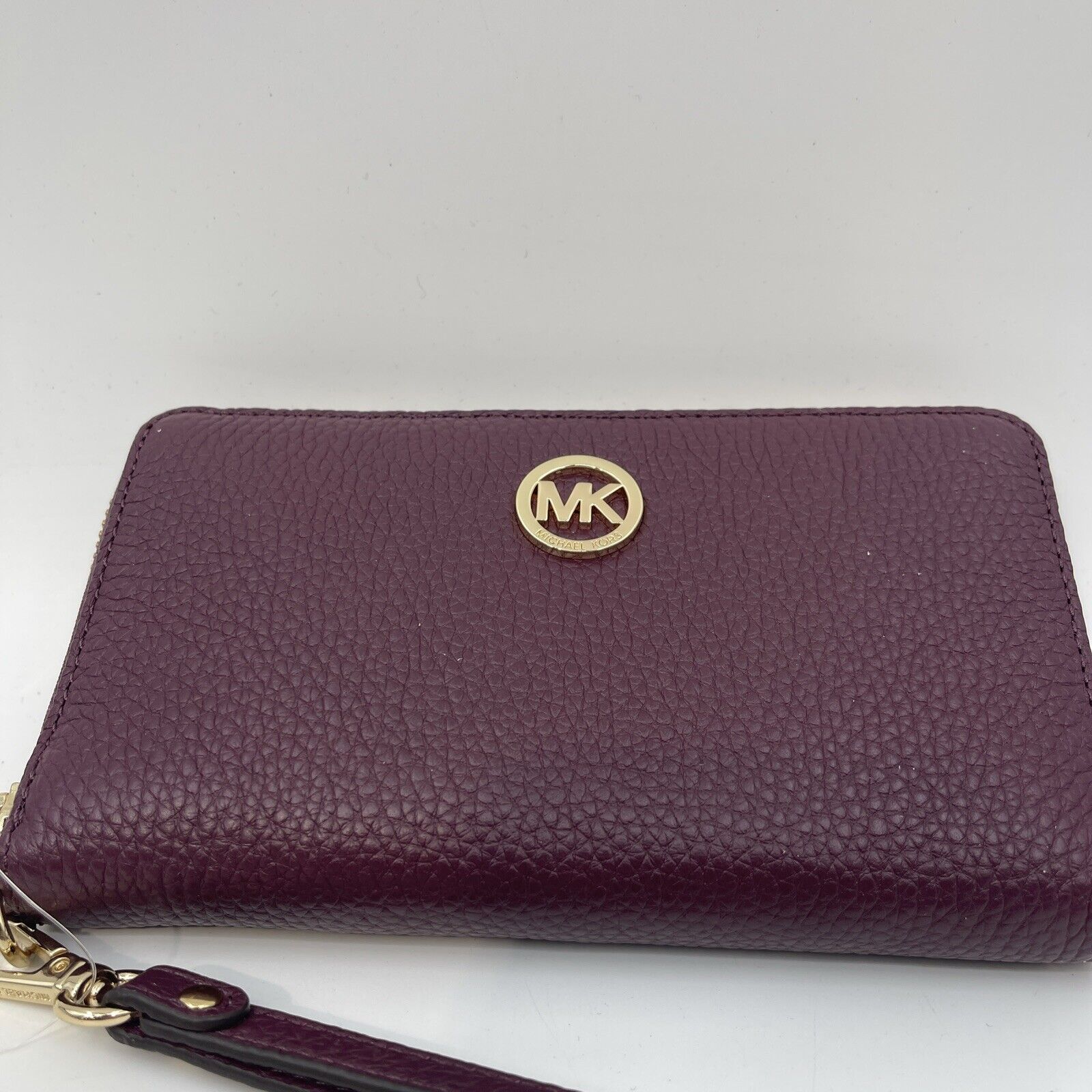 Michael Kors Fulton Leather LG Flat Phone Case Wallet Plum New