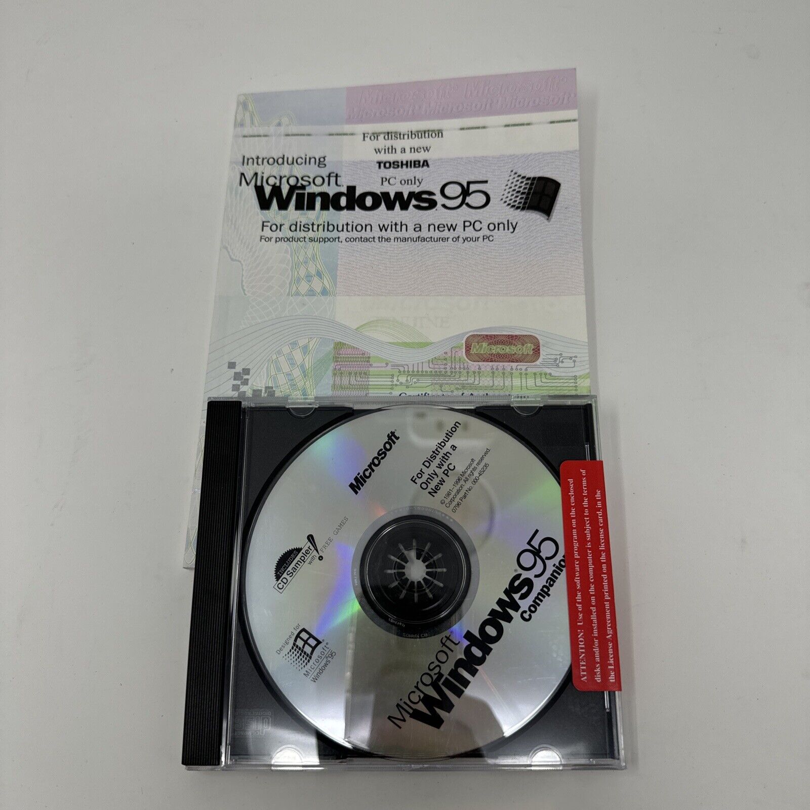 Introducing Microsoft Windows 95 For Distribution With A New PC Only CD NEW