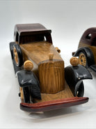 Vintage Wooden Antique Mid Century Model Old Automobile Classic Car Handmade x2