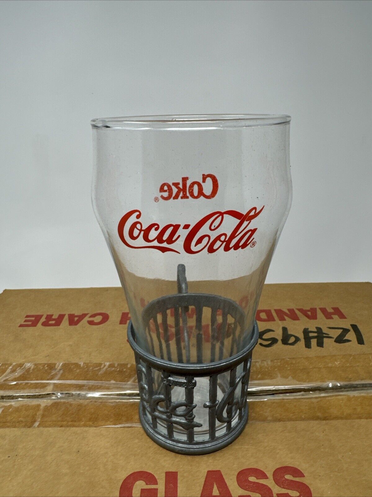 Coca Cola Glass Indiana Glass Company W Coca Cola Metal Glass Holder CASE OF 12