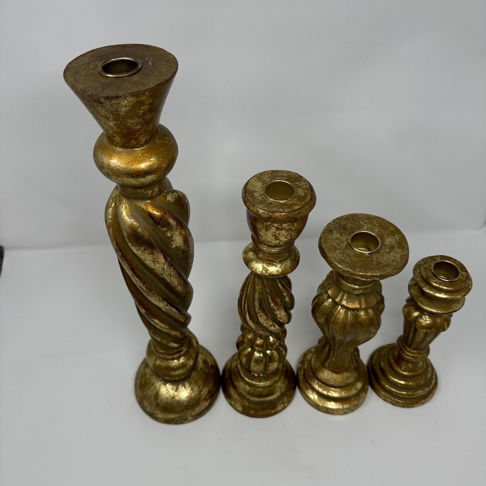 4 Vintage Cross Candle Holder Size Gold Resin Design Beautiful