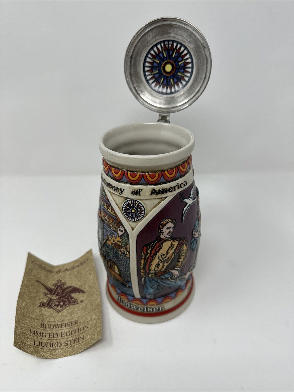 1989 Anheuser-Busch Budweiser Discover America Series "Nina" Lidded Stein