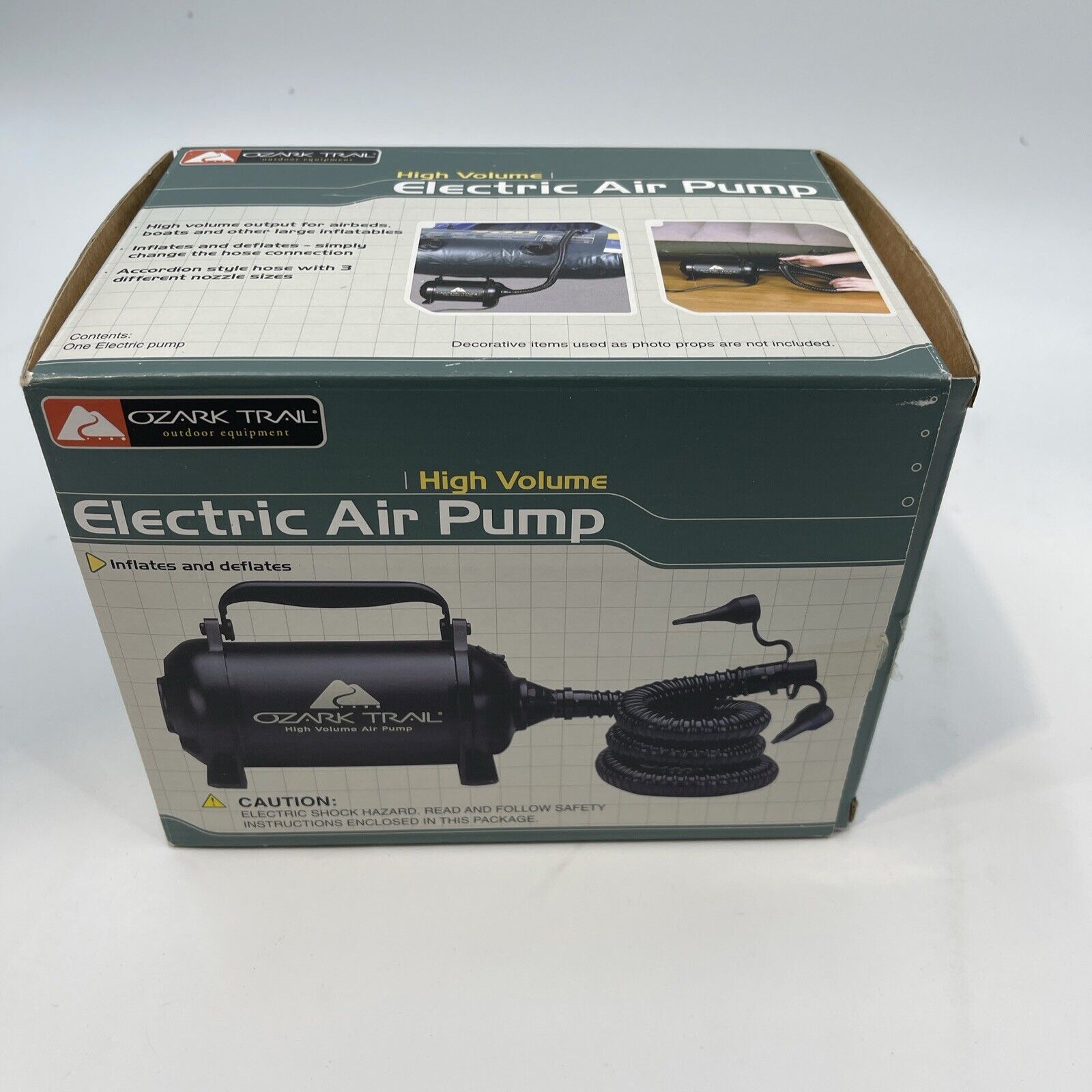 Ozark Trail Electric Air Pump High Volume NEW Inflates & Deflates Tested 120V