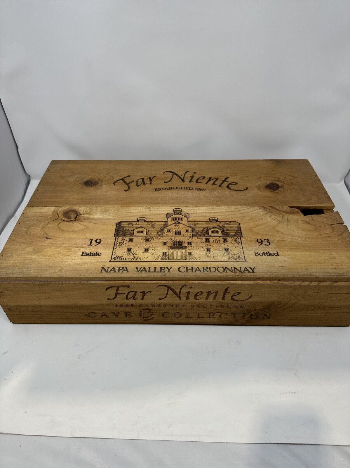 1993 Far Niente Napa Valley Cabernet Sauvignon Wood Wine Crate Case Empty Box