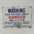 S C and E Danger High Voltage Cable Porcelain Sign